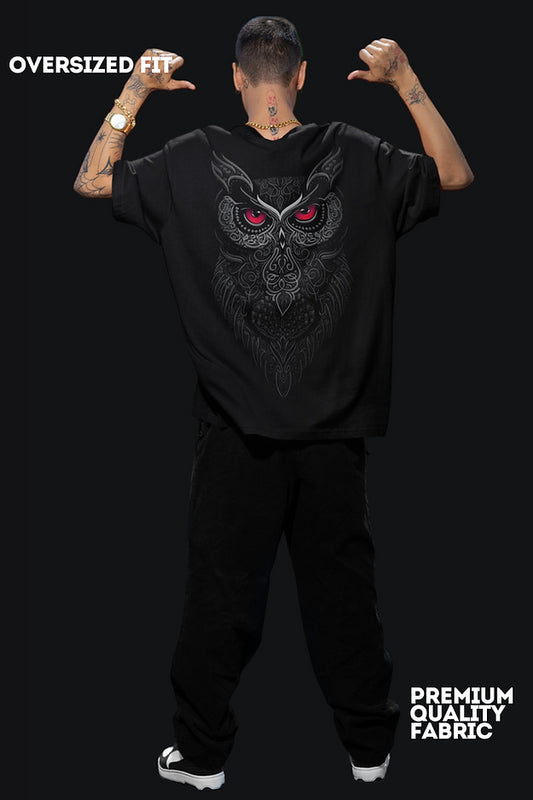 Owl Black Oversized T-Shirt